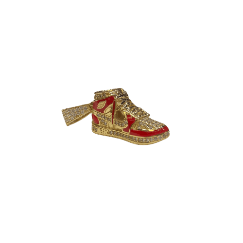 Pendentif Basket rouge Air Jordan avec pierres incrustées – Or 18 carats (750/1000e)