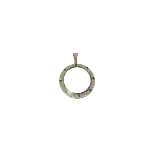 Pendentif rond évidé 5,2cm avec pierres incrustées – Or 18 carats (750/1000e)