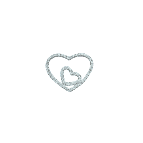 Pendentif Double-Coeur or blanc avec pierres incrustées – Or 18 carats (750/1000e)