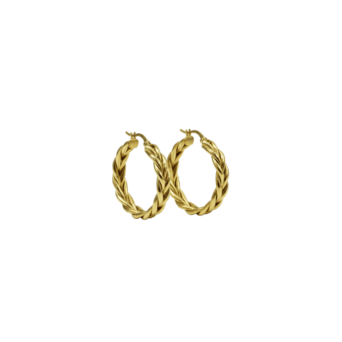 Boucles d’Oreilles Créoles tressées 25mm- Or 18 carats (750/1000e)