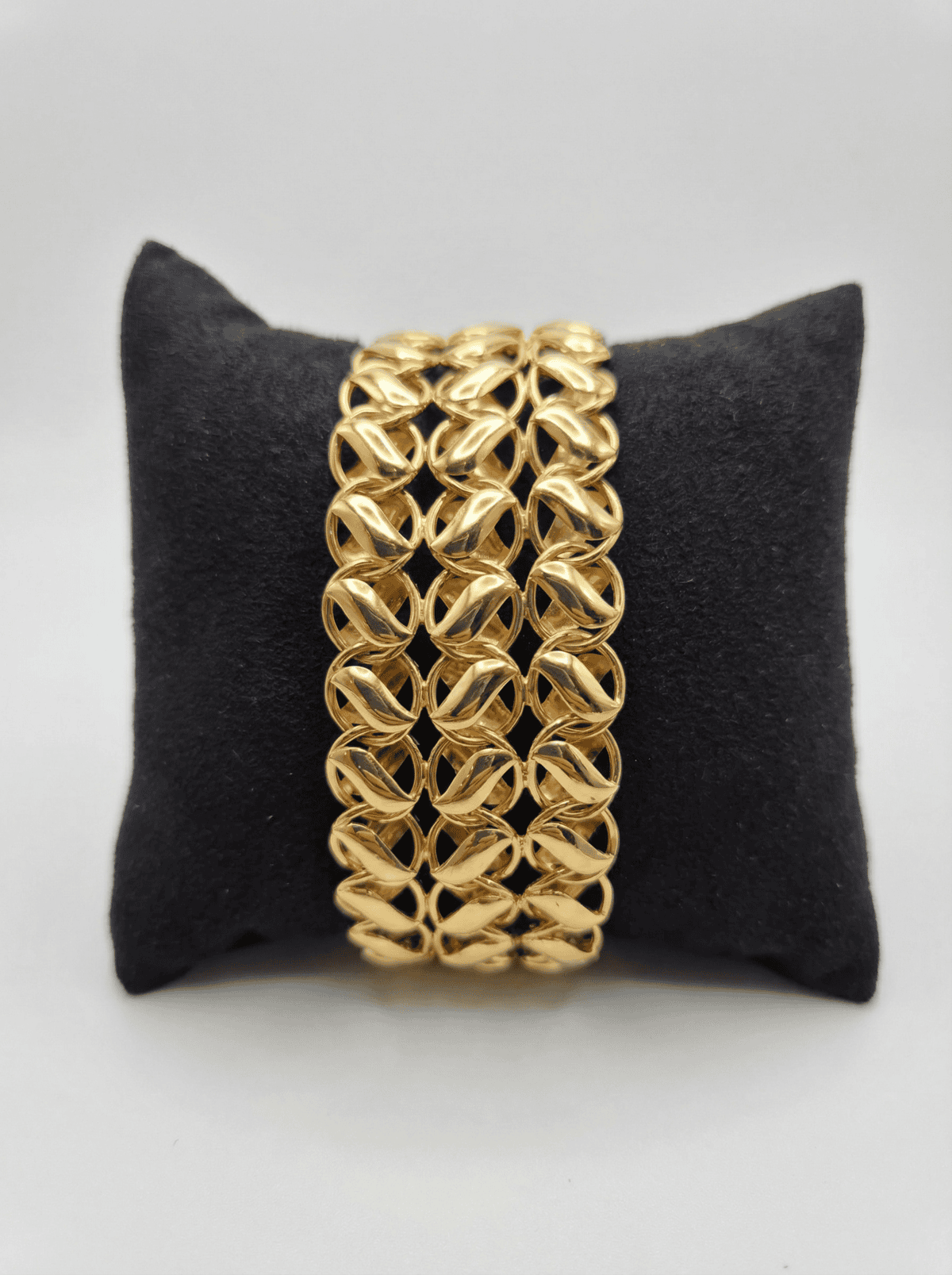 Bracelet triple paillette « Luxor » 22cmx30mm- Or 18 carats (750/1000e)