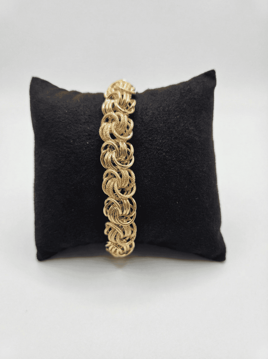Bracelet macarons piqué/lisse 21cmx12mm – Or 18 carats (750/1000e)