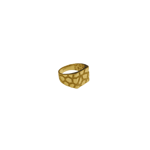 Chevalière rectangle nuggets « crocodile’s skin » taille 64 – Or 18 carats (750/1000e)