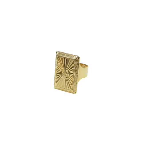 Chevalière rectangle biscuits avec motif – Or 18 carats (750/1000e)
