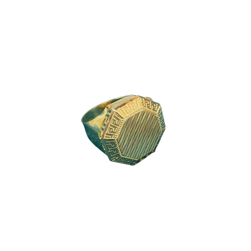 CHEVALIÈRE OCTOGONALE AVEC MOTIF Or 18 Carats (750/1000) 6.57g