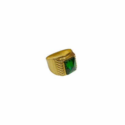Chevalière avec pierre verte 10 mm en or 18 carats 7,40 g Luxor Superworld