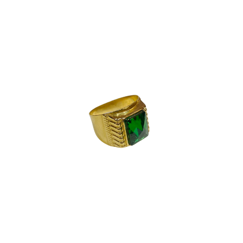 Chevalière avec pierre verte 10 mm en or 18 carats 7,40 g Luxor Superworld