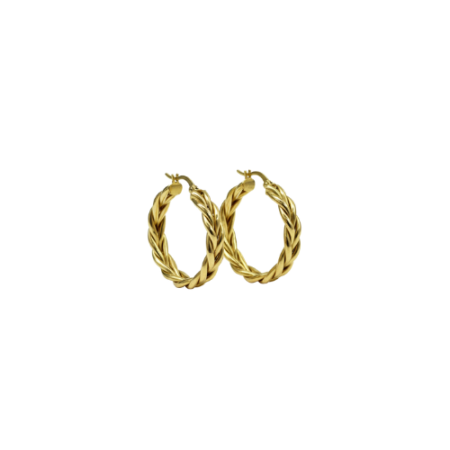 Boucles d’oreilles créoles tressées 25 mm en or 18 carats 5,42 g Luxor Superworld