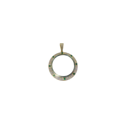 Pendentif Cercle 52 mm avec pierre verte en or 18 carats 16,51 g Luxor Superworld