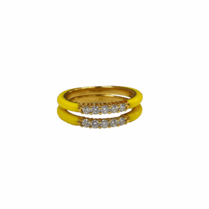 BAGUE CÉRAMIQUE SUN YELLOW GSI Or 18 Carats (750/1000) 4.05g