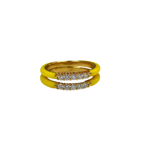 BAGUE CÉRAMIQUE SUN YELLOW GSI Or 18 Carats (750/1000) 4.05g