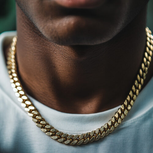Thick Gold Chain Held in Hand