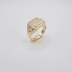 Chevalière carrée avec pierre incrustées taille 67 - Or 18 carats (750/1000e)